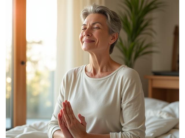 Woman meditating in a serene setting